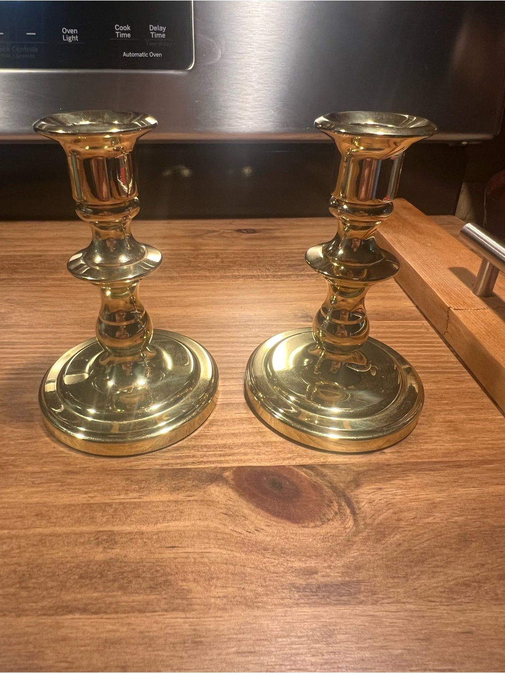 Vintage Baldwin Brass Candlestick Pair - Classic Gold Finish 5”